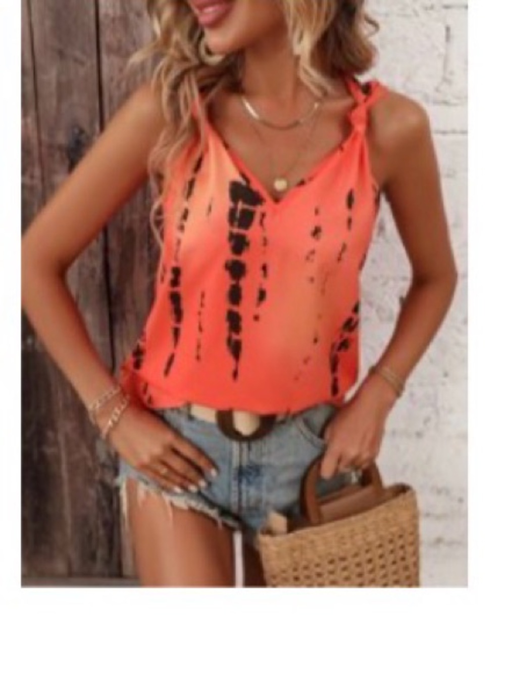 3/$12 if bundled Women's Neon Orange Tie-Dye Tank Top